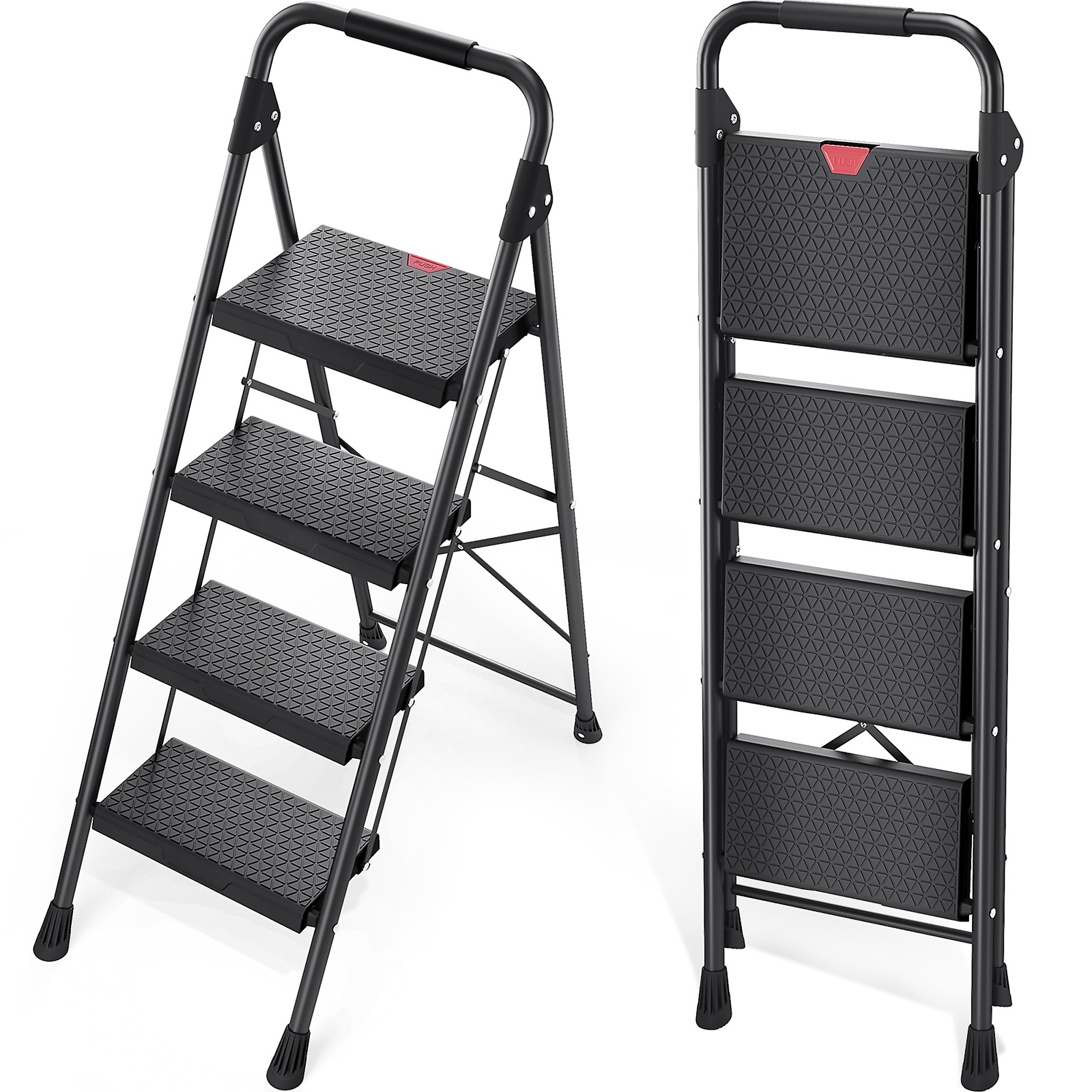 4.1 ft. Metal Folding Step Ladder (9 ft. Reach) with Safety Lock Design 800 lbs. Load Capacity Type IAA Duty Rating